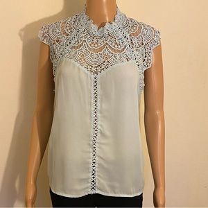 Shein Lace Cap Sleeves Summer Blouse
